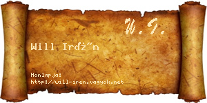 Will Irén névjegykártya